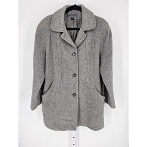 Bromley Womens Long Sleeve Gray Woolen Tri Button Front Jacket Size 10